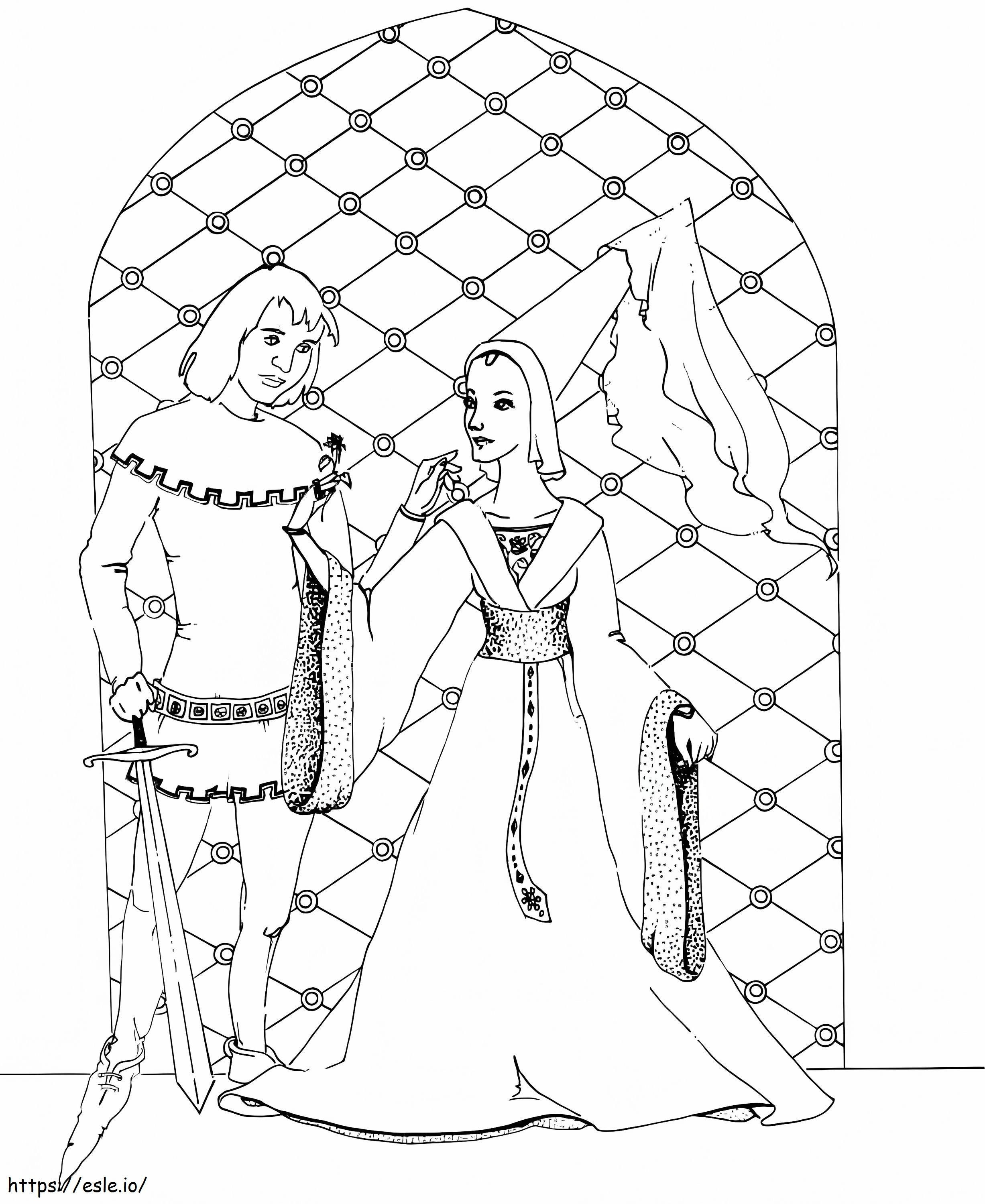 Coloriage Chevalier et princesse à imprimer dessin