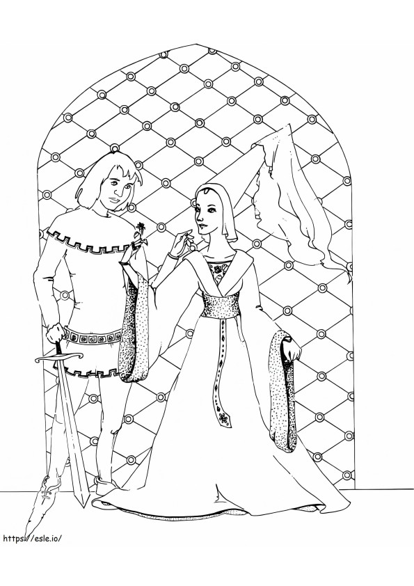 騎士と王女 ぬりえ - 塗り絵
