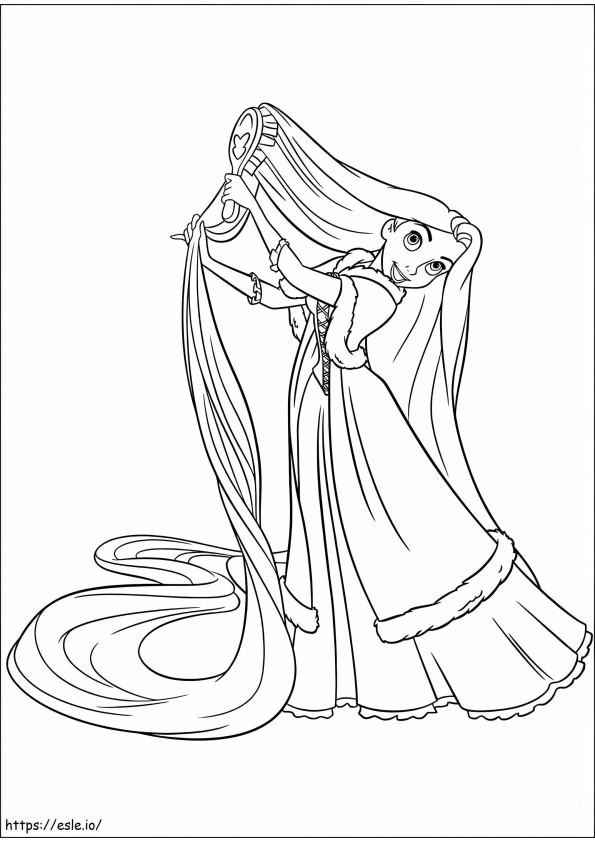Rapunzel Brushing Her Hair A4 coloring page