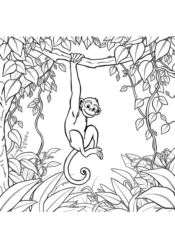 Coloriages Singe Suspendu