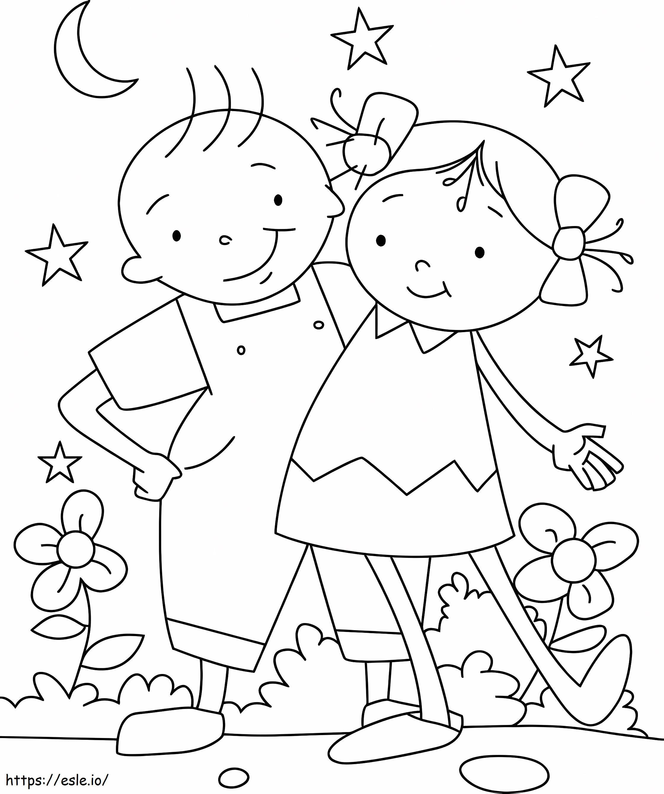 Two Friends Hugging coloring page