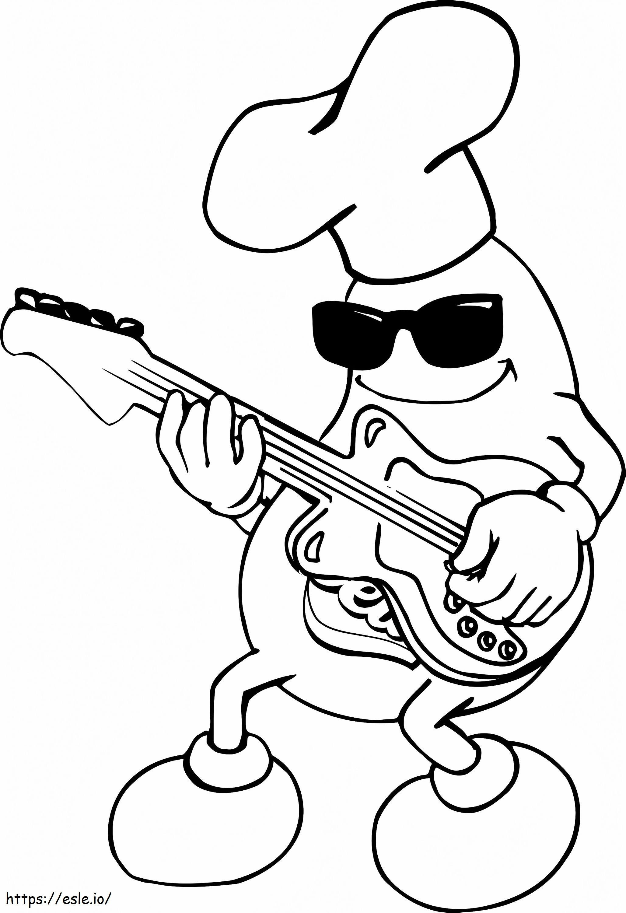 Beans Playing Guitar coloring page