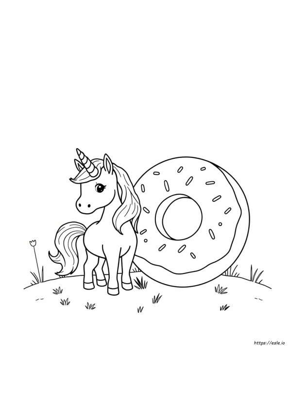 Cute Unicorn Donut Coloring Page