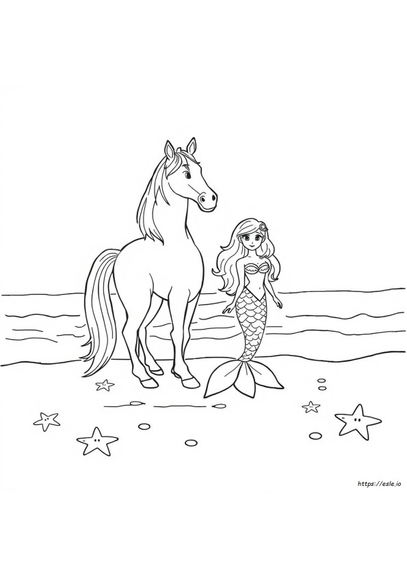 人魚の馬 ぬりえ