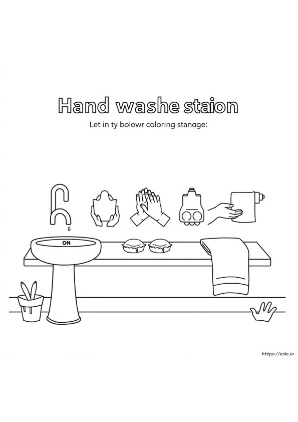 Hand Washing Steps Coloring Page