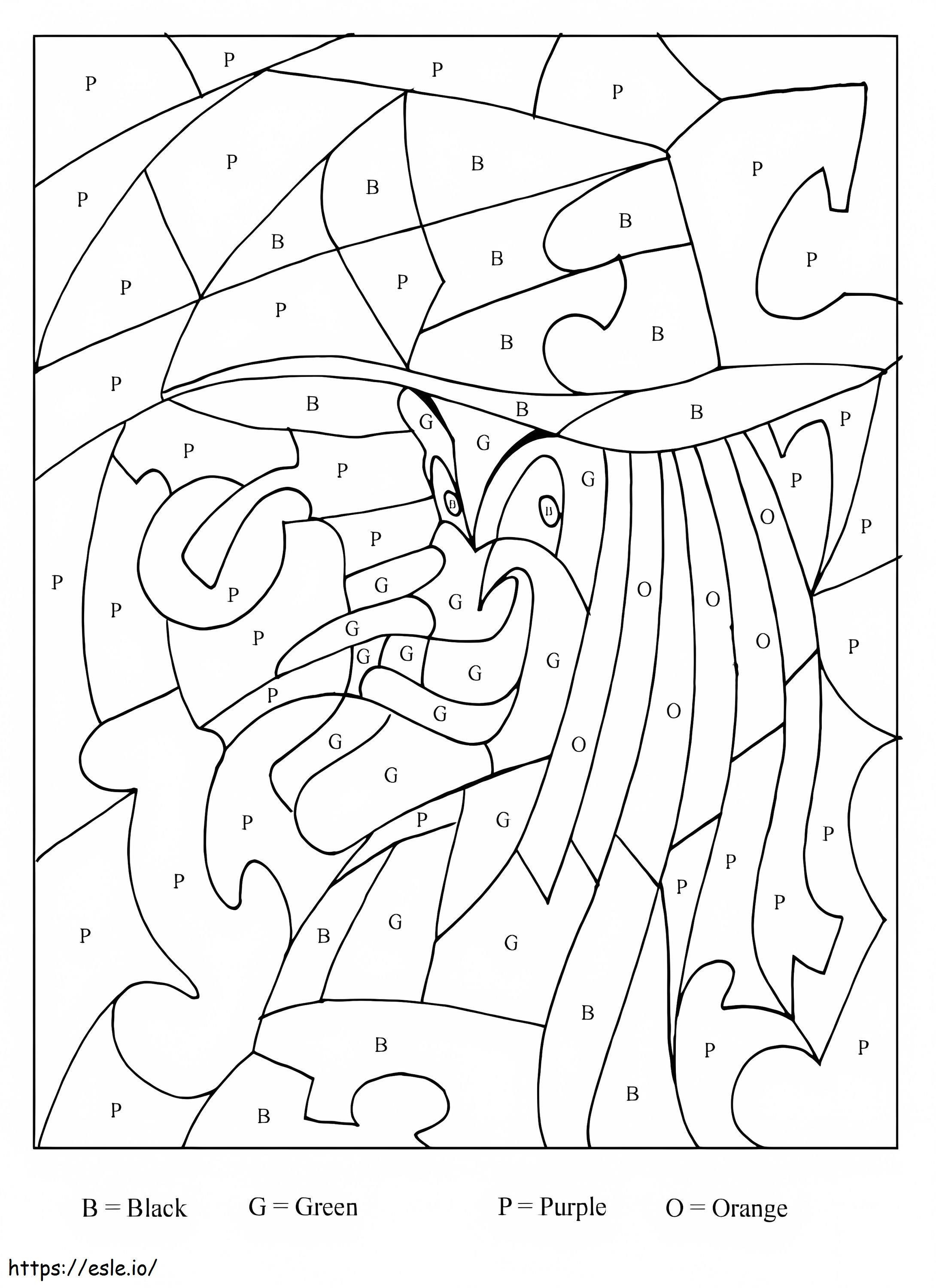 Halloween Witch Color By Number coloring page