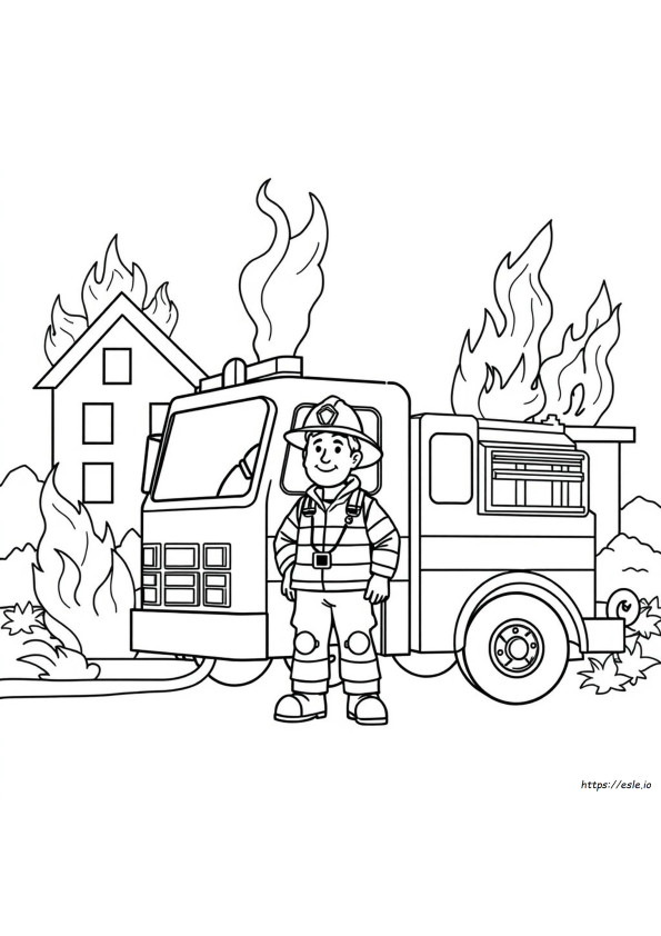 Coloring Firefighter Clipart Black And White