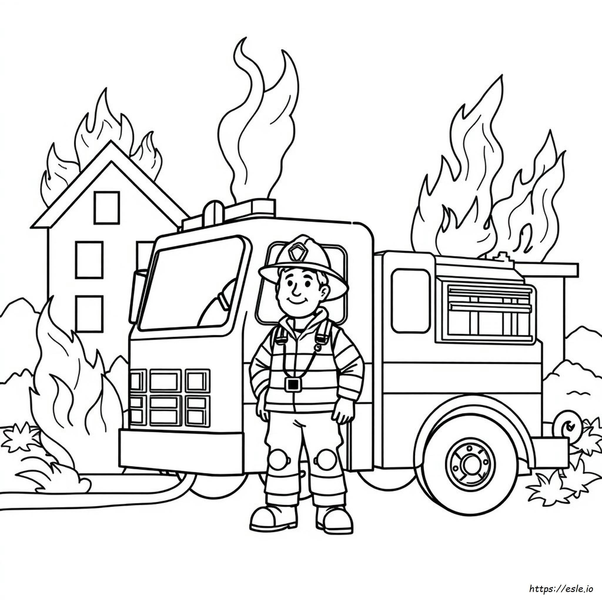 Pompiere Clipart In Bianco E Nero Da Colorare