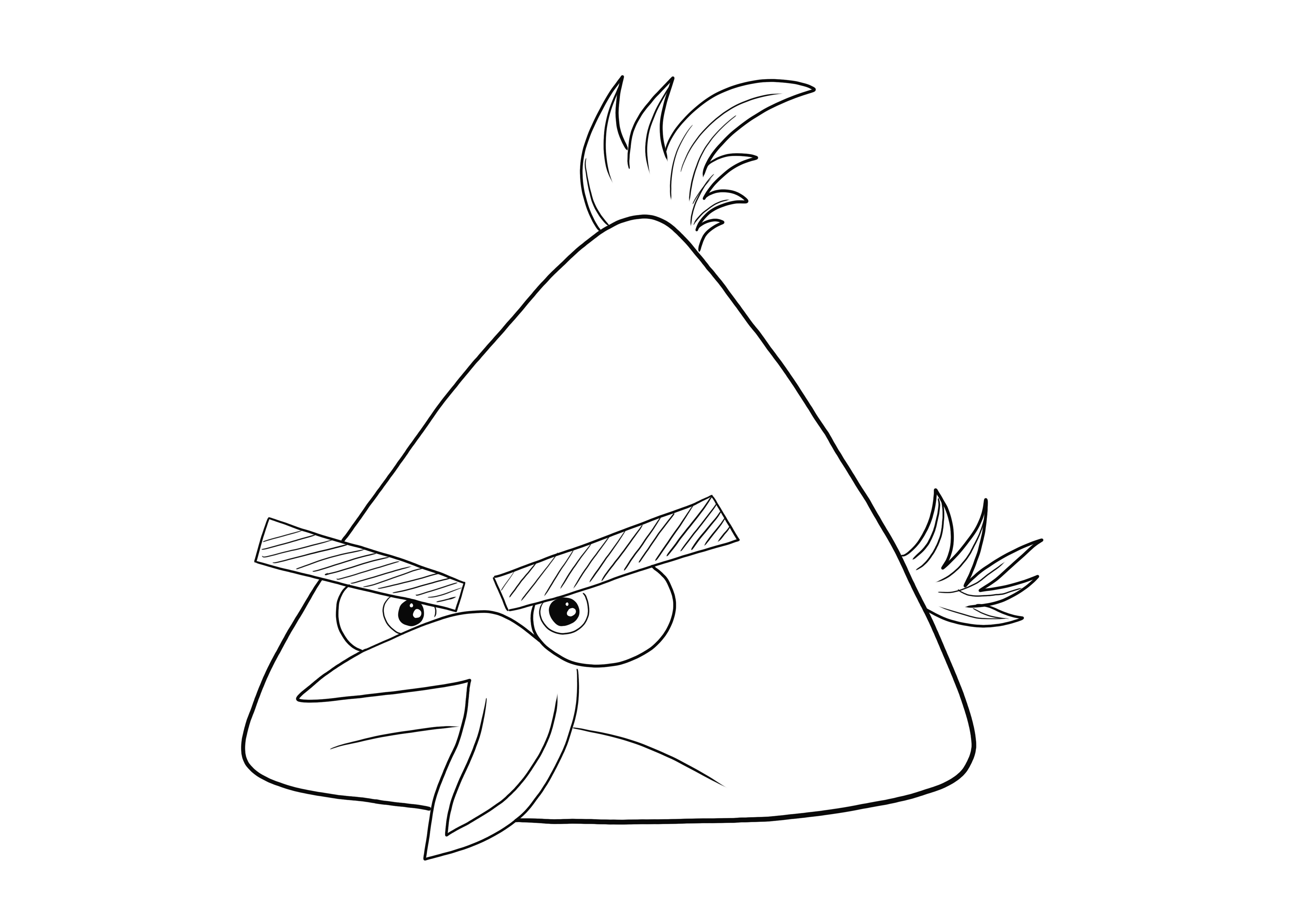 Chuck the Yellow Bird z kreskówki Angry Birds do wydrukowania i pokolorowania za darmo