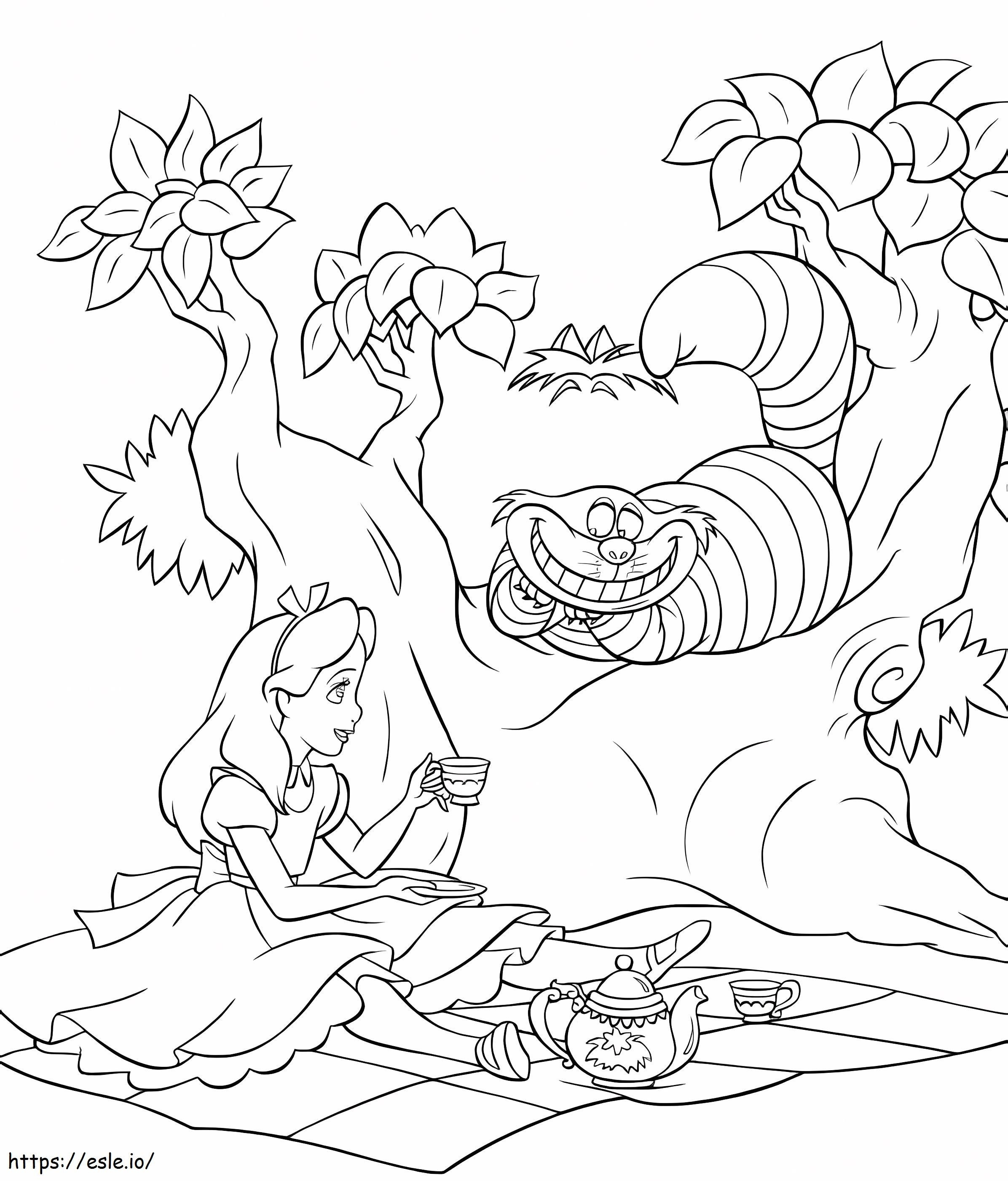 Alice And Cheshire Cat coloring page