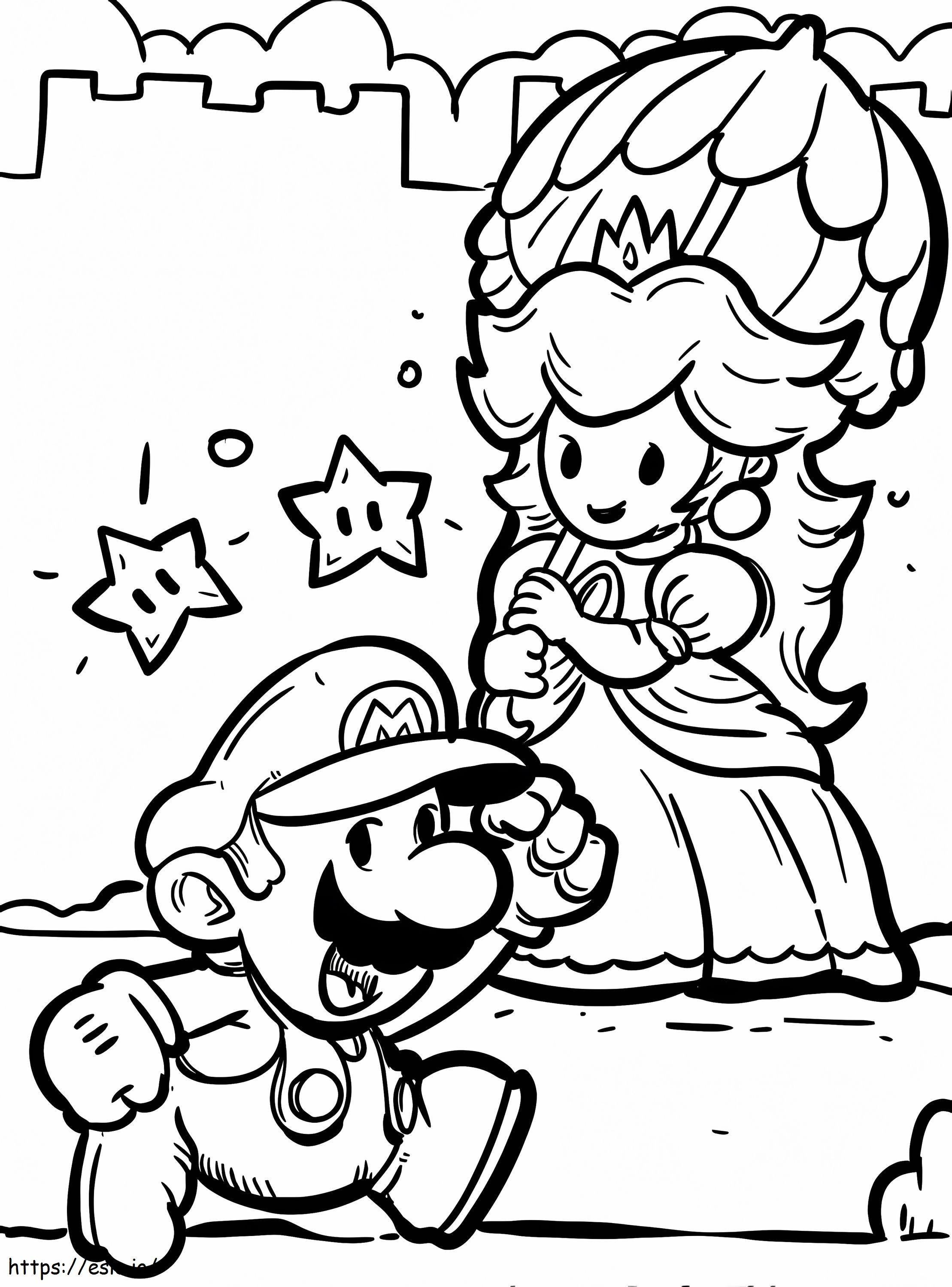Persikka ja Super Mario värityskuva