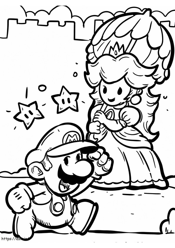 Perzik en Super Mario kleurplaat