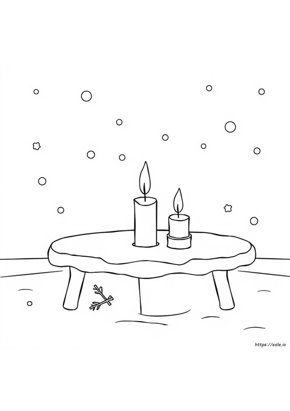 Coloring Page Winter Candle