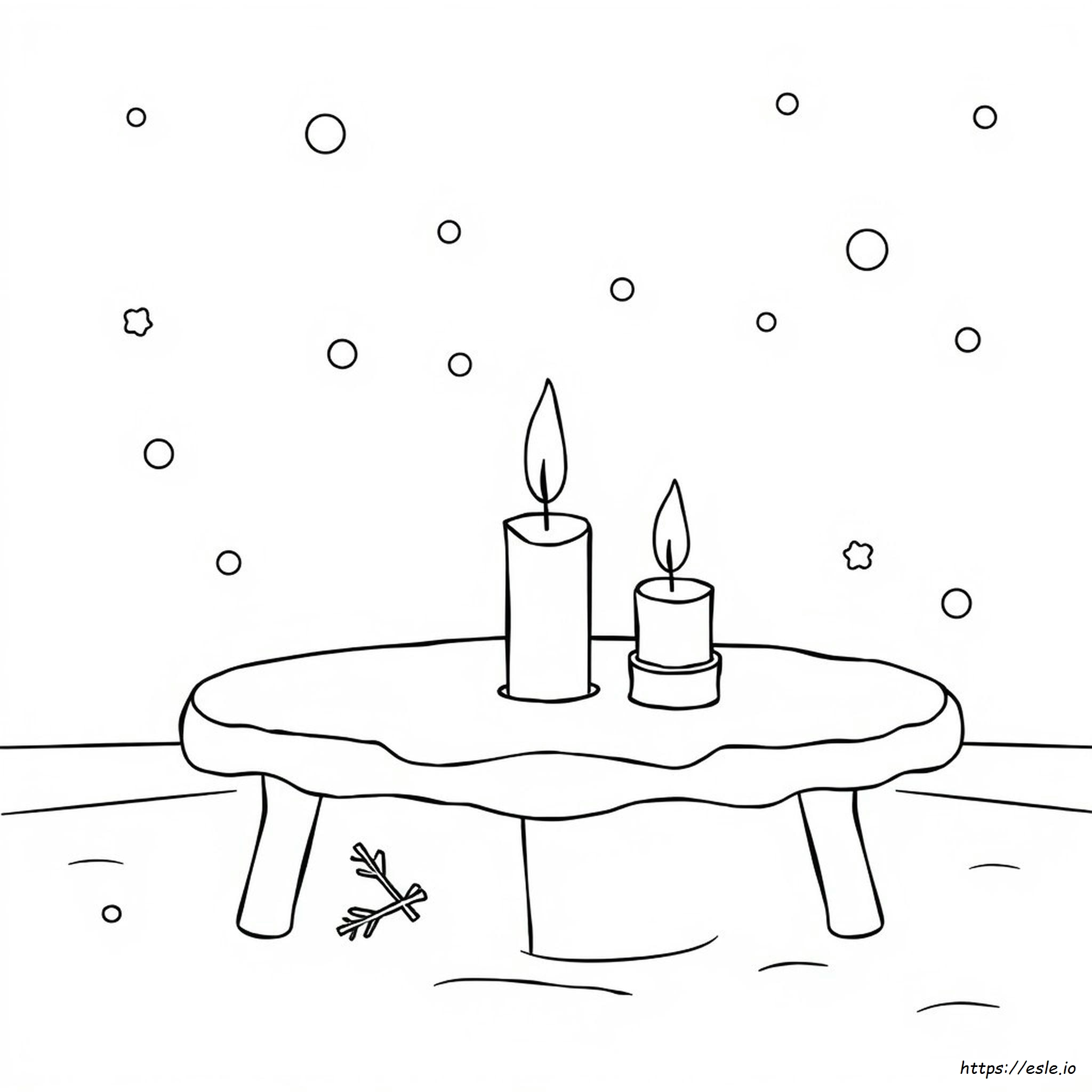 Coloring Page Winter Candle