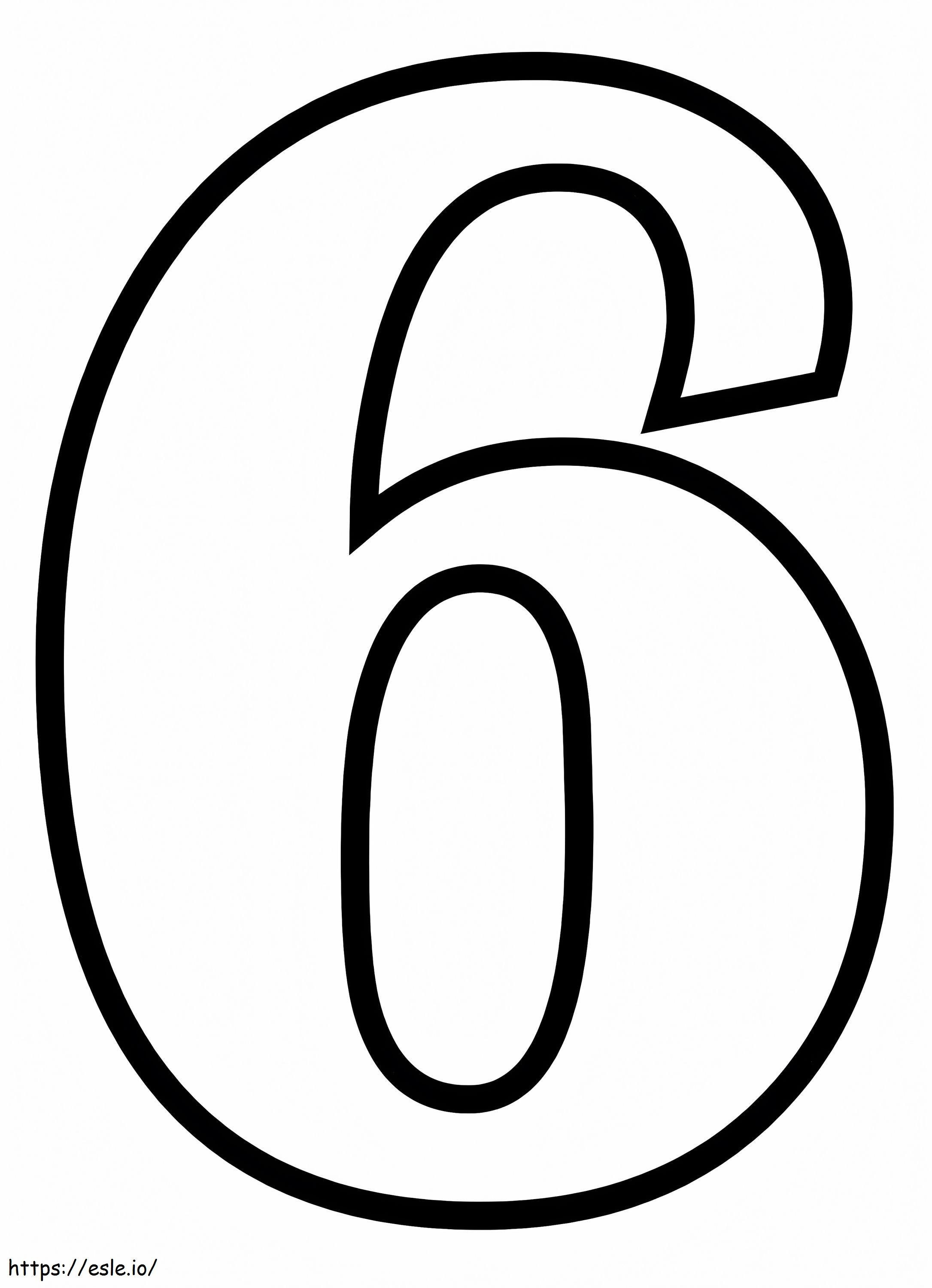 Egyszerű 6-os szám kifestő