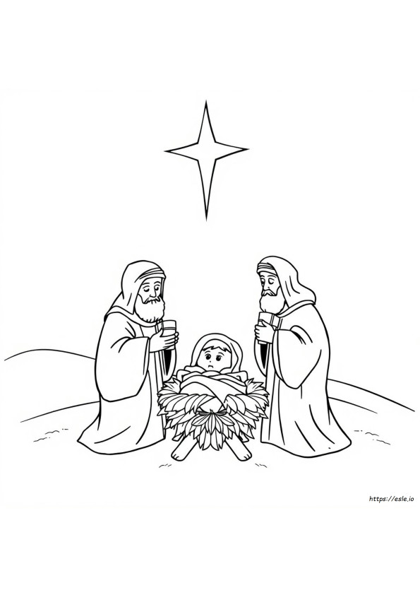 Orang Majus Mengunjungi Yesus Gambar Mewarnai