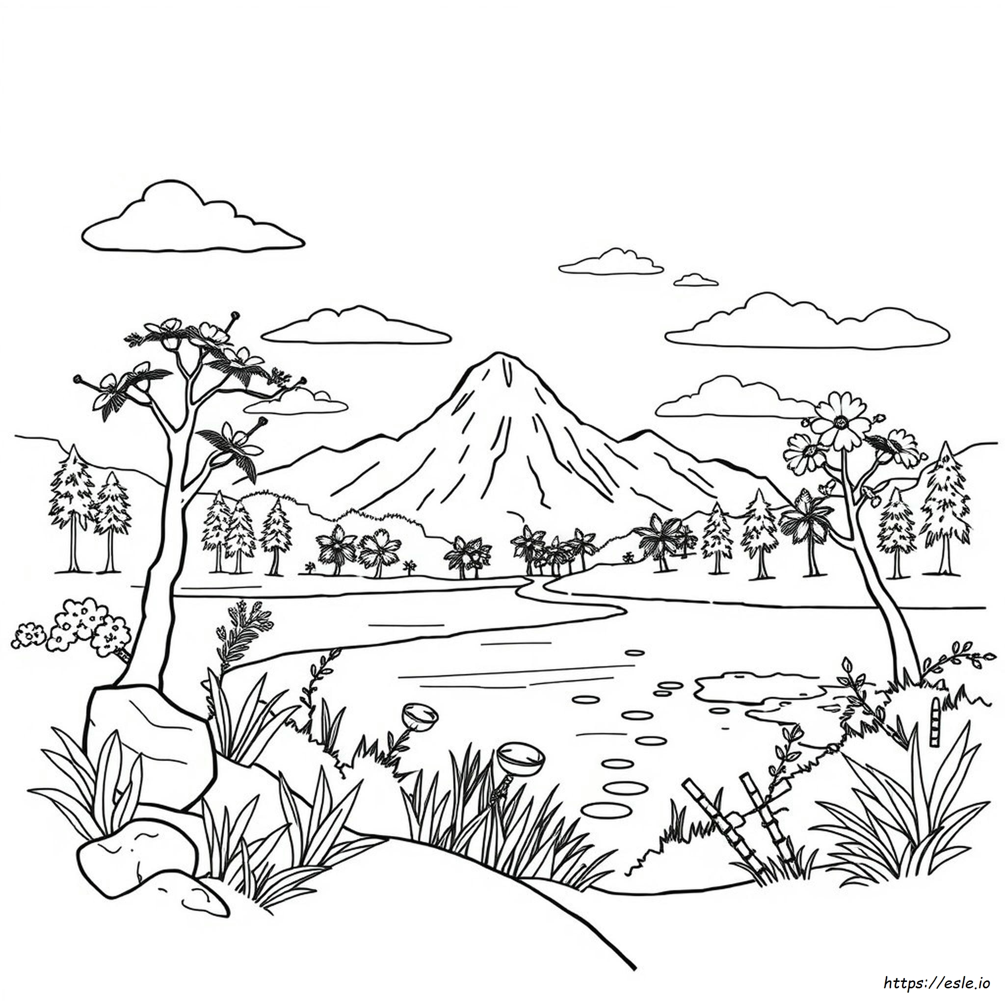 Coloring Page Pemandangan Alam