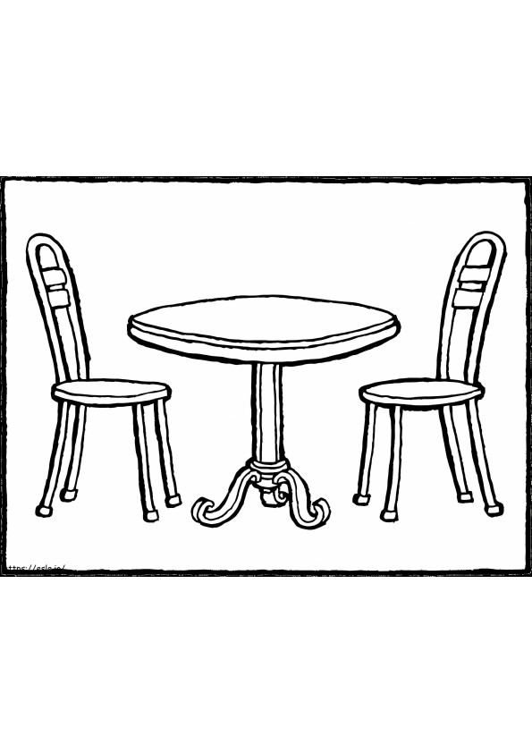 テーブルと椅子 ぬりえ - 塗り絵