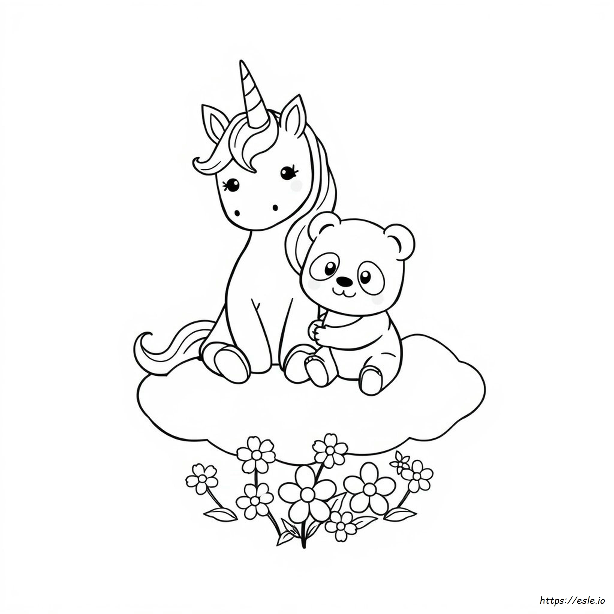 Unicorn Cute Panda Coloring Pages