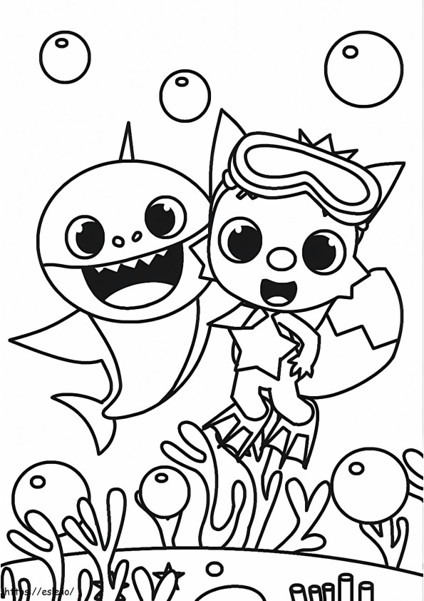 Baby Shark And Pinkfong coloring page