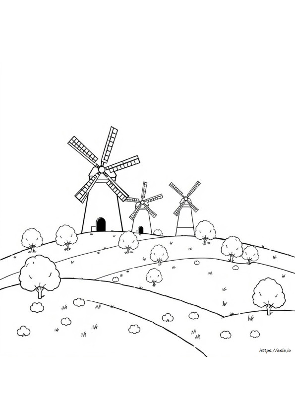 Windmill Coloring Page