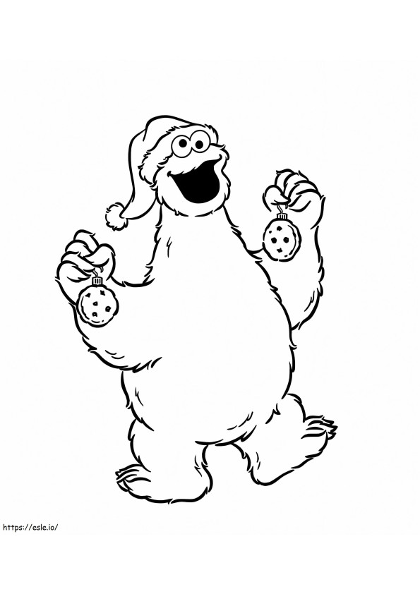 Cookie Monster At Christmas coloring page