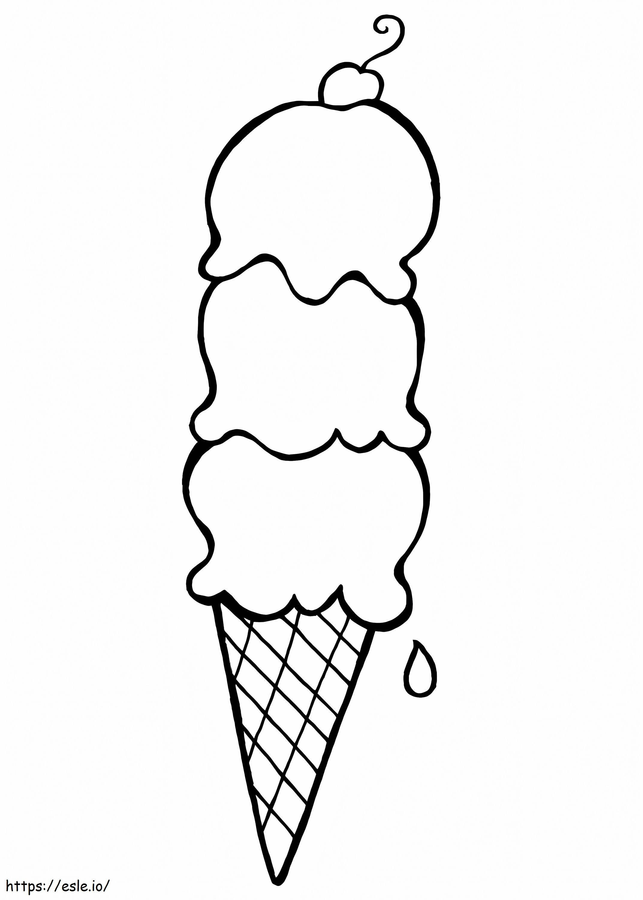 Coloriage Délicieux cornet de crème glacée à imprimer dessin