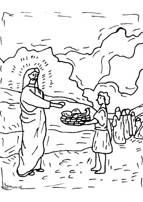 Nyomtatható Jézus táplálja 5000 kifestő