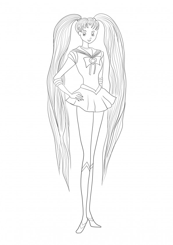 Here is a free coloring sheet of Cosmic Sailor Moon to print or download