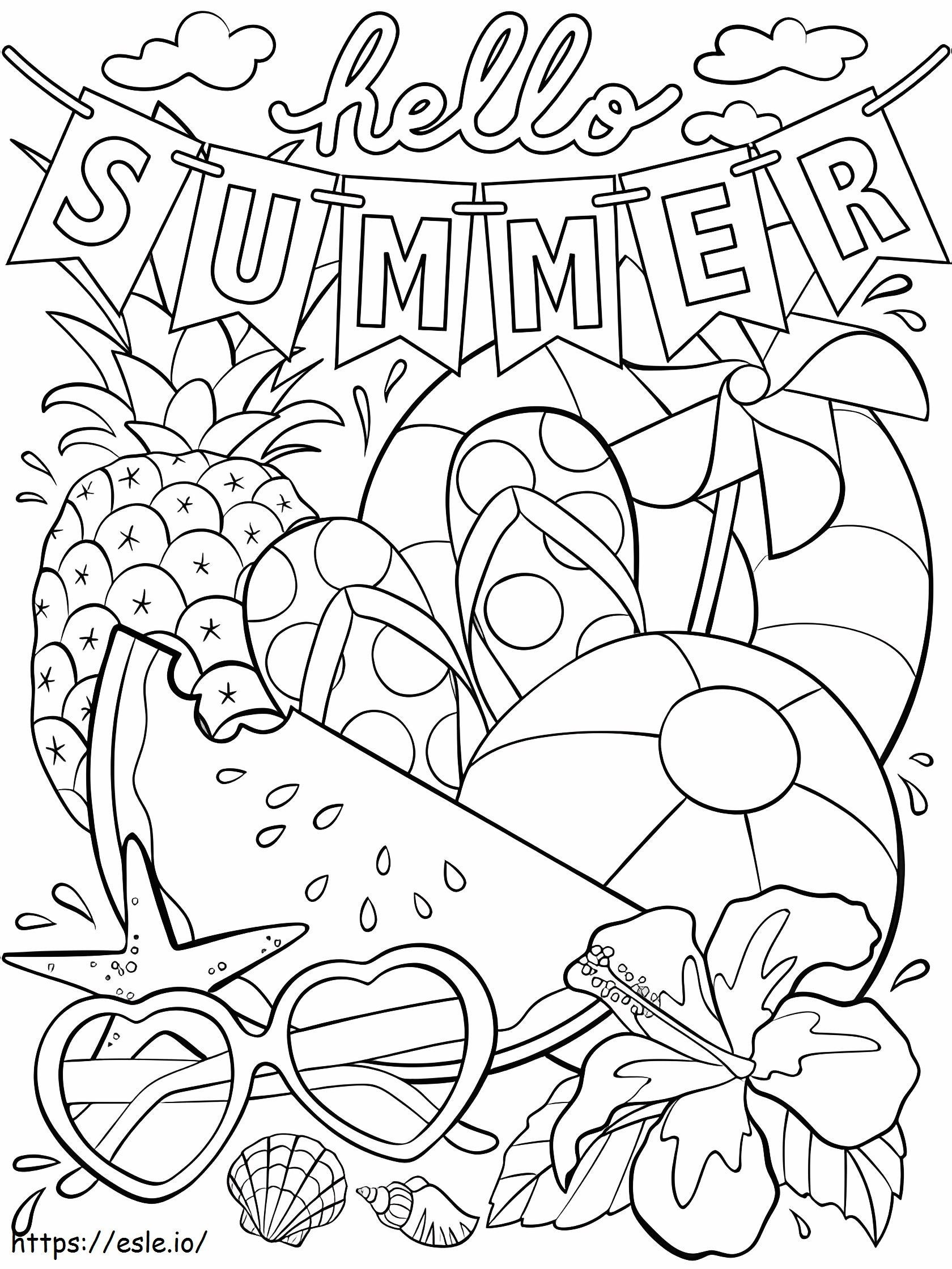 Hello Summer coloring page