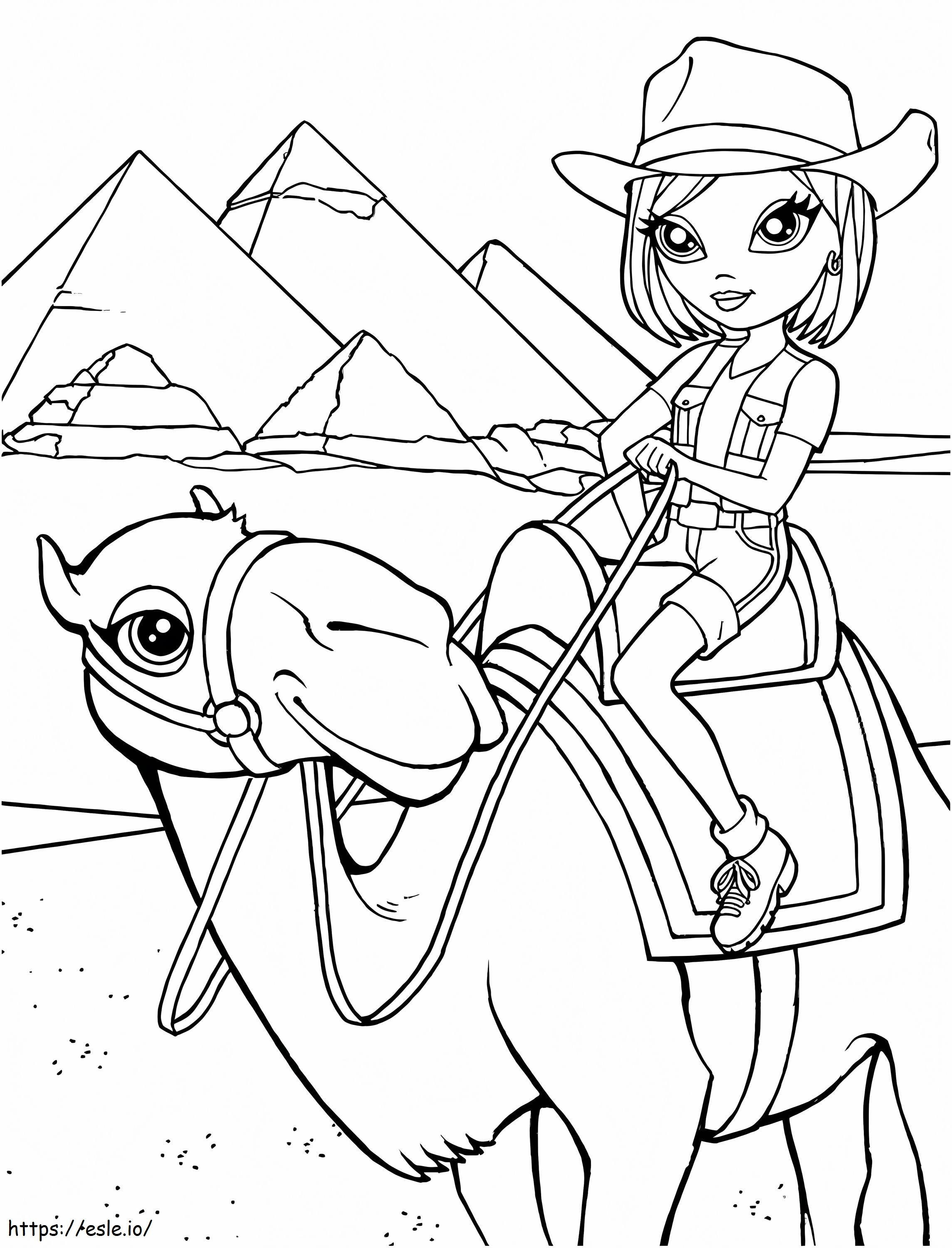 Cowgirl Lisa Frank A4 coloring page