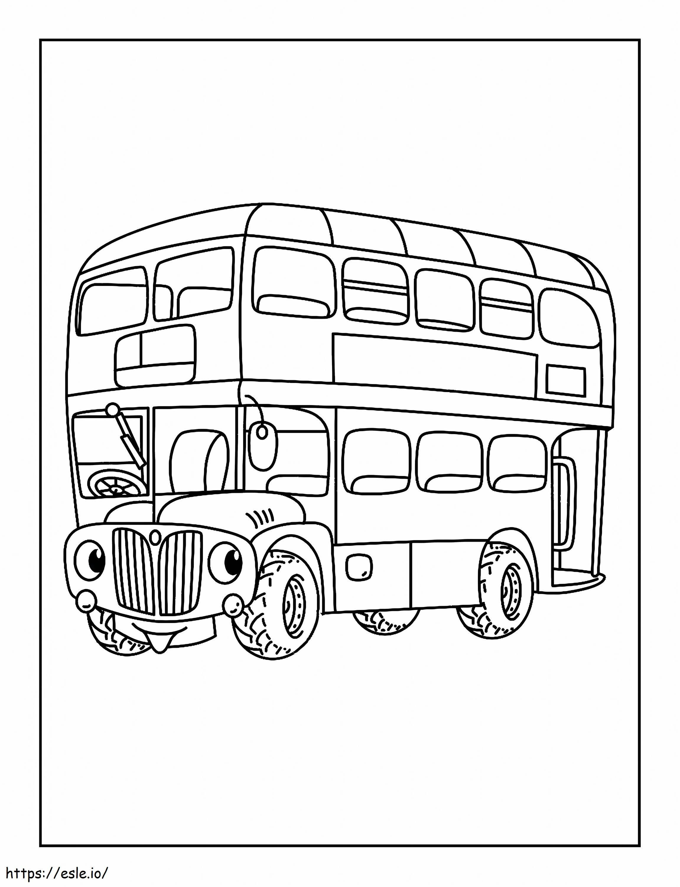 縮尺されたバスの漫画 ぬりえ - 塗り絵