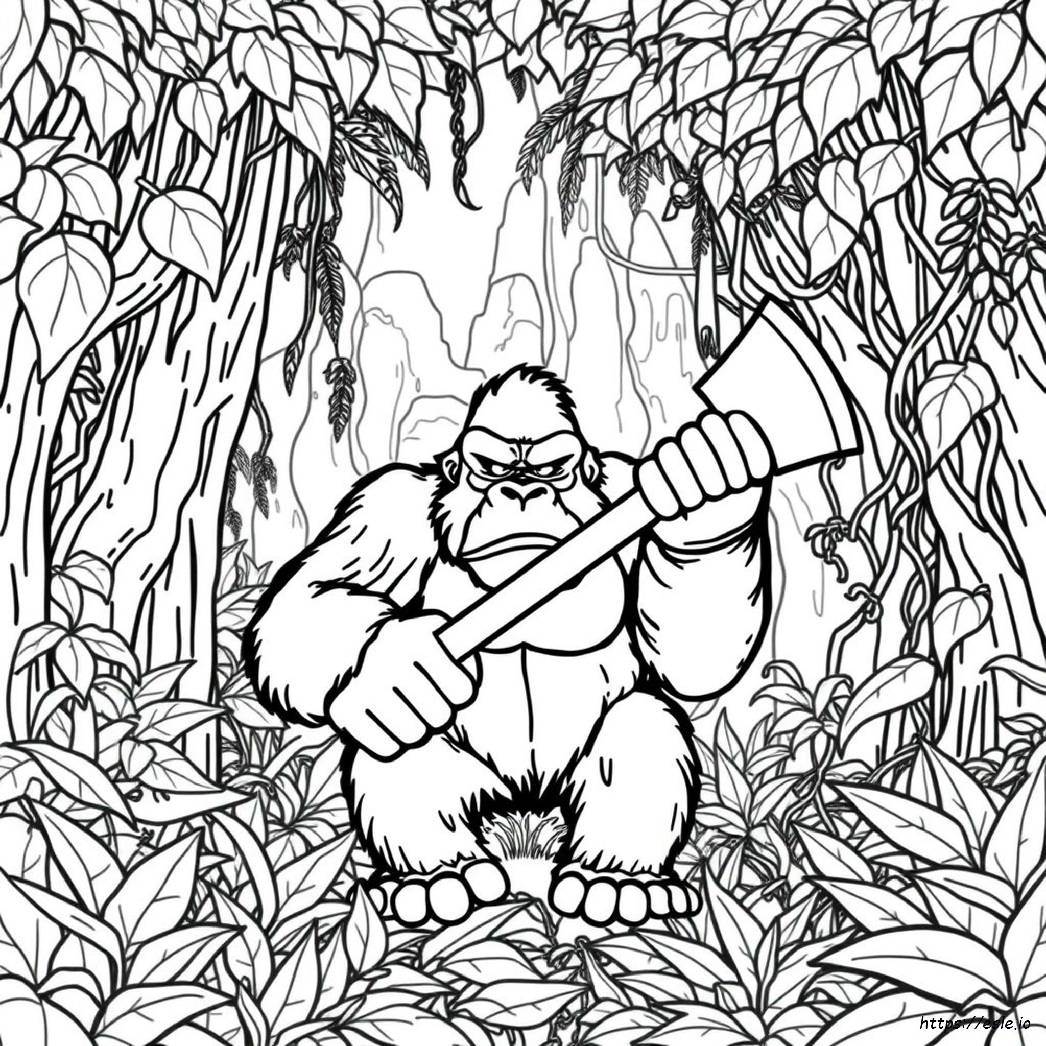 King Kong With Axe Coloring Pages