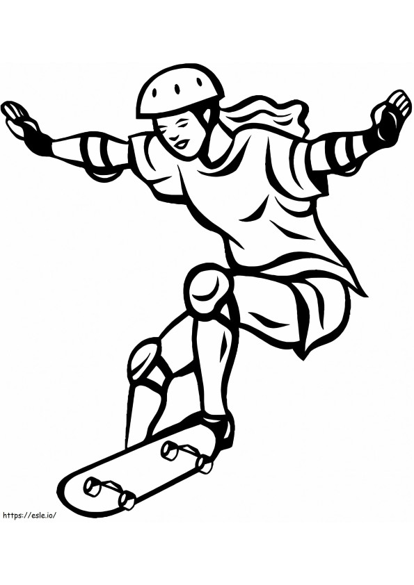 Girl On Skateboard coloring page