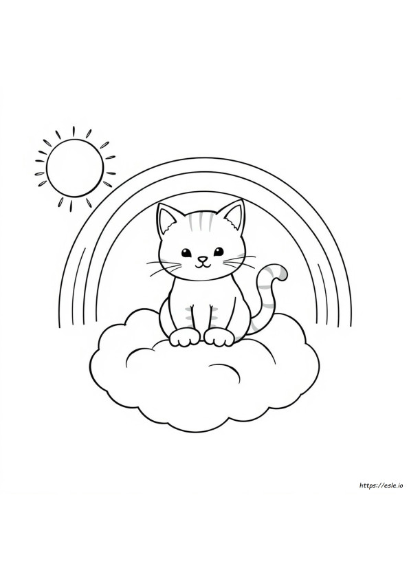 Gatto Con Arcobaleno Da Colorare