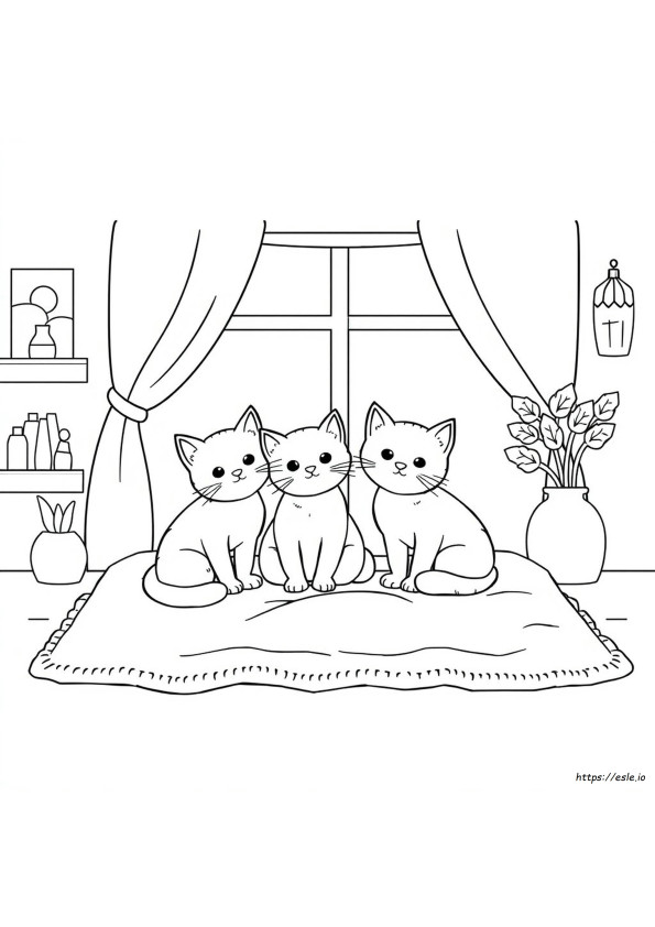 Cute Cat Family Coloring Pages