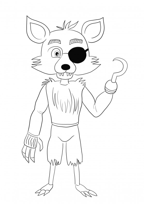 FNAF Foxy from Five Nights at Freddy's game free printing and coloring image