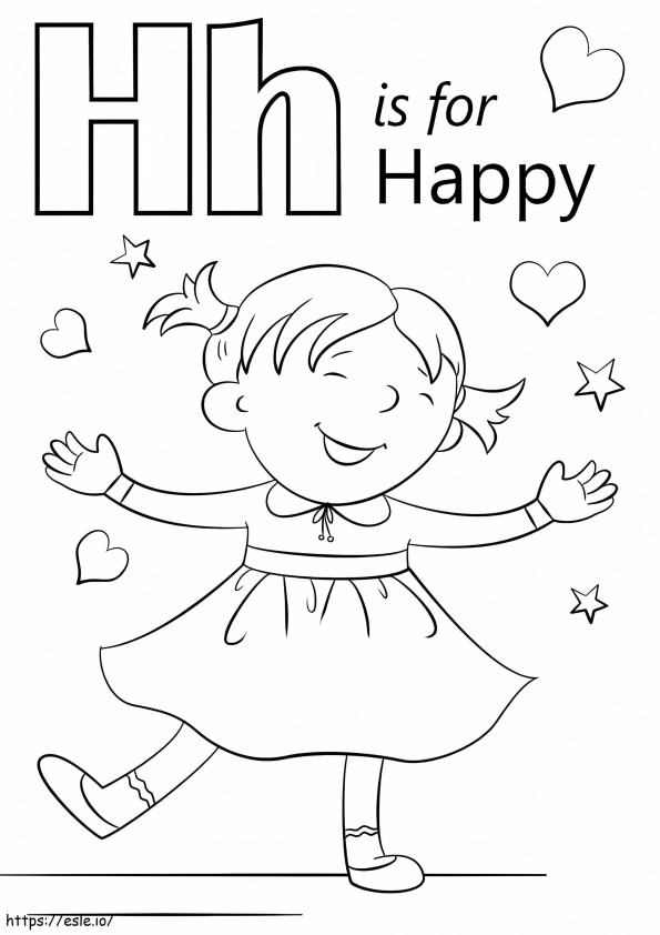 Happy Letter H coloring page