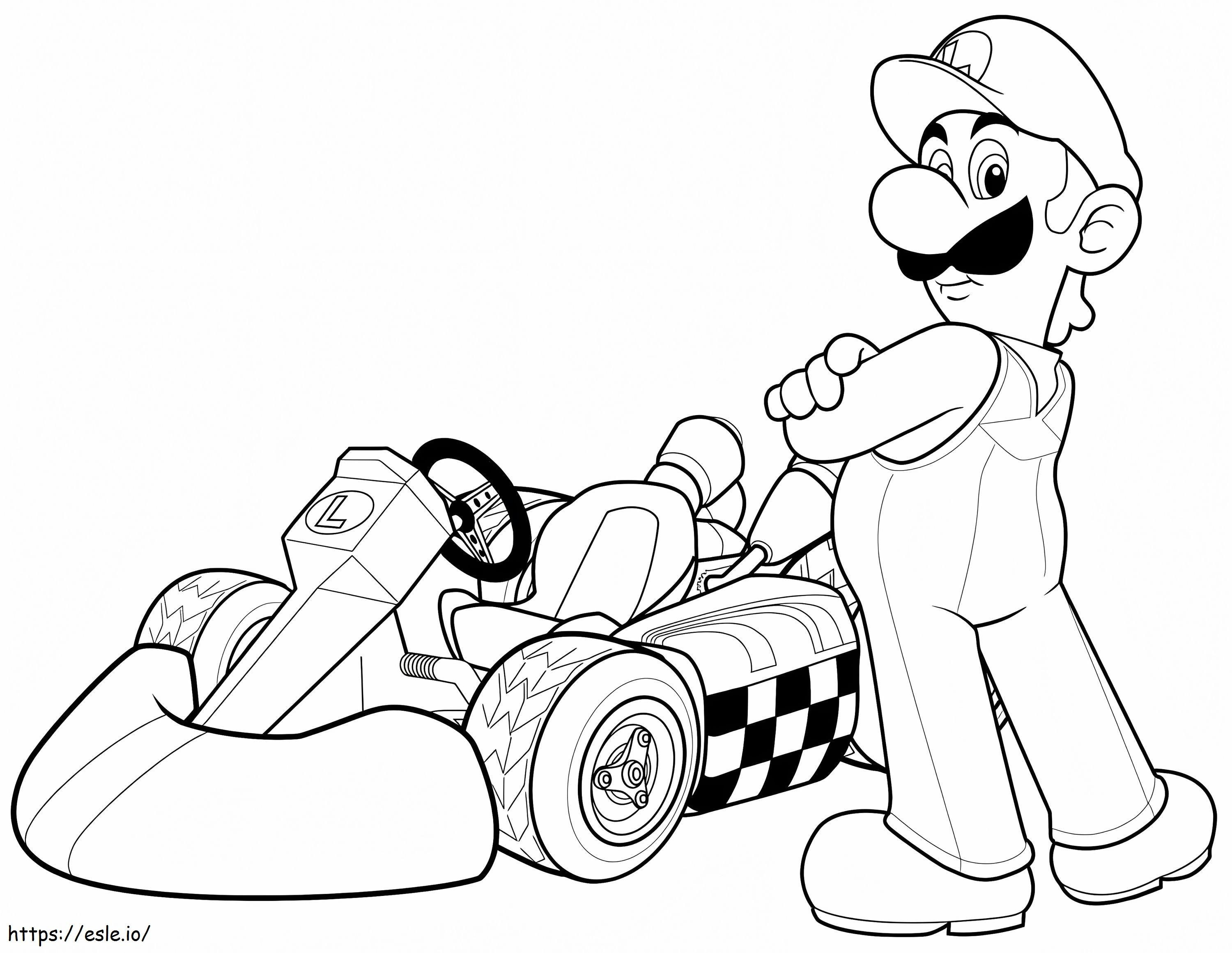 Luigi in Mario Kart Wii kleurplaat kleurplaat