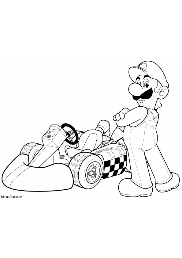Coloriage Luigi dans Mario Kart Wii à imprimer dessin
