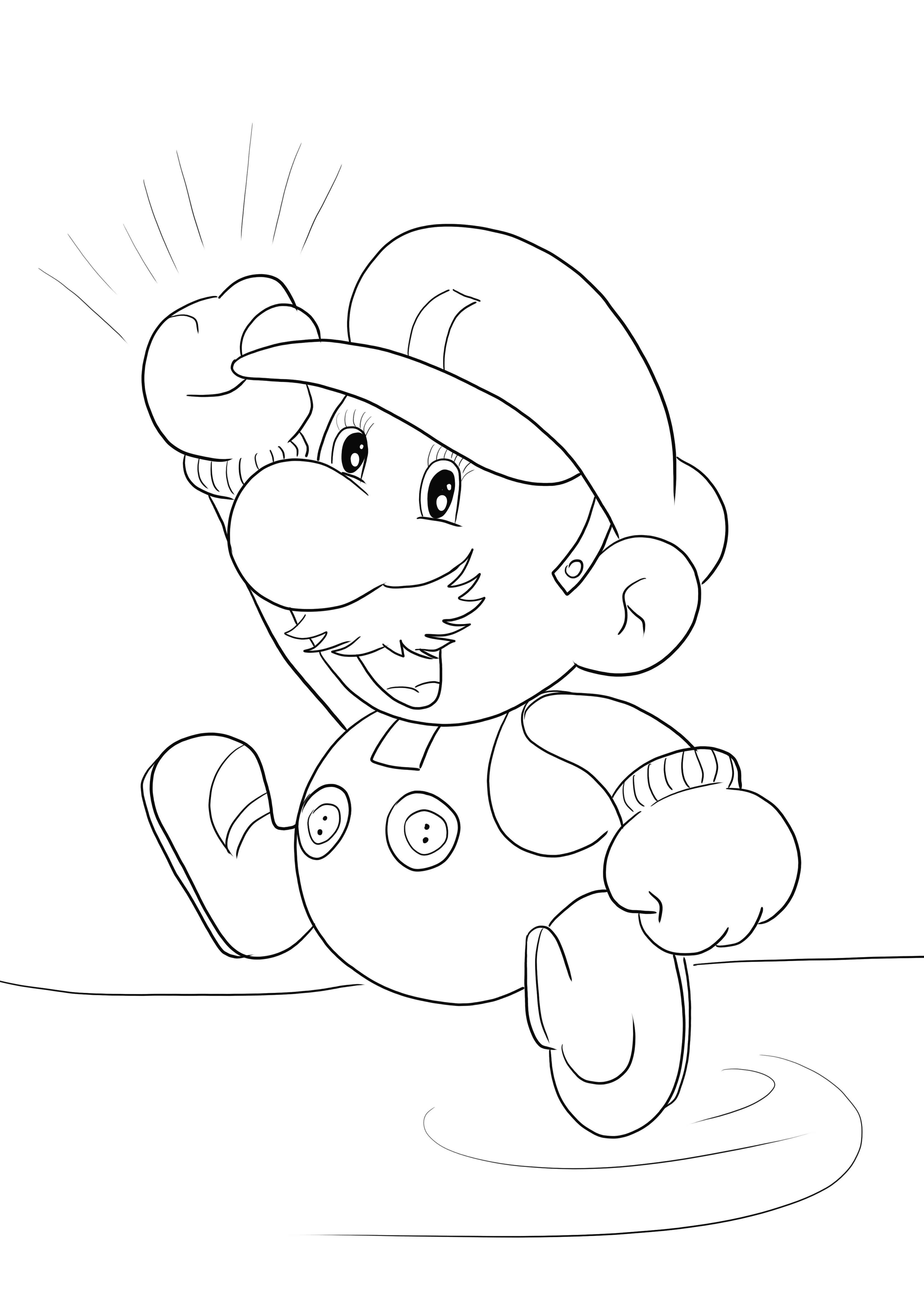 Imagem para colorir do Mario em papel, imprimível gratuitamente para colorir e aprender com diversão
