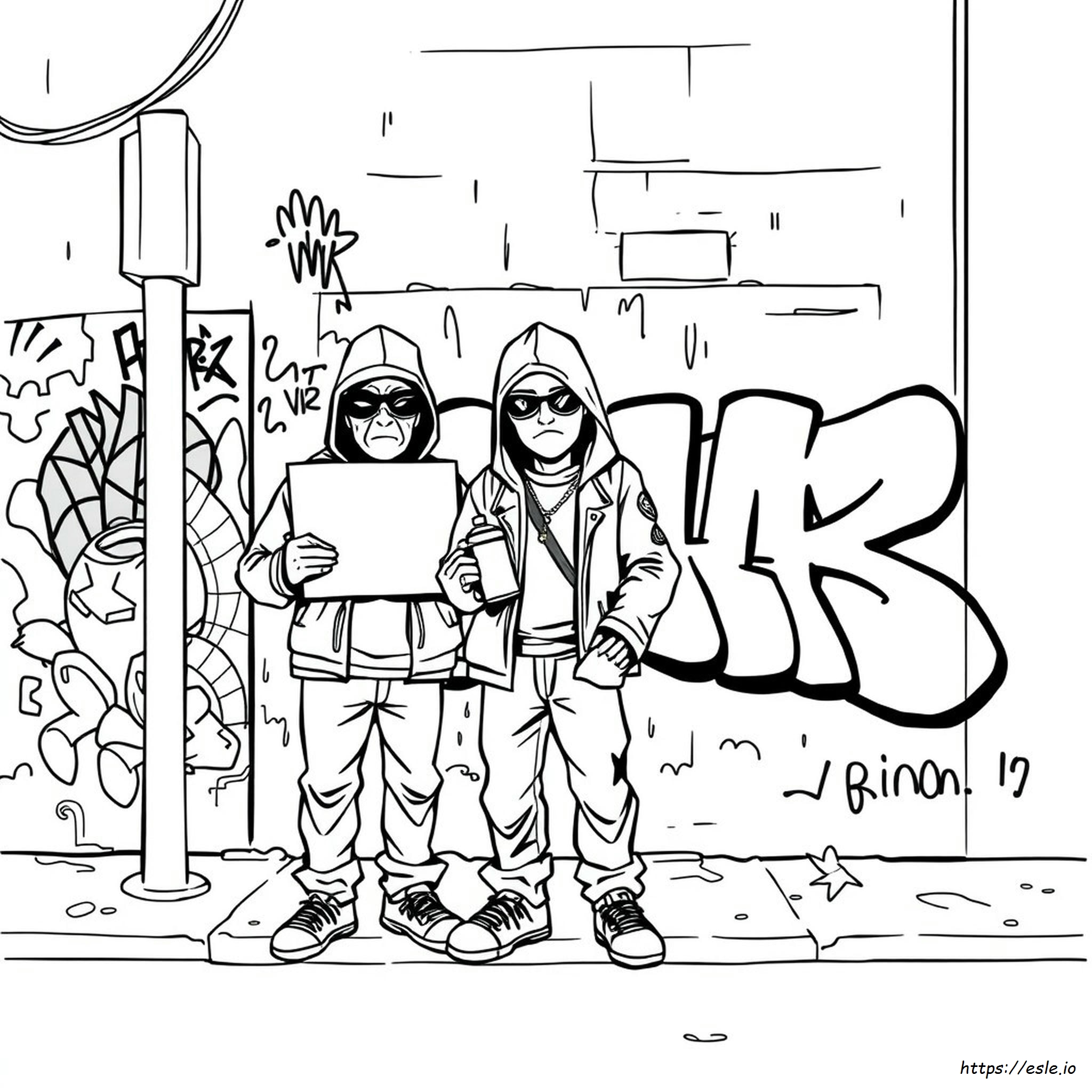 Halaman Mewarnai Graffiti Gangster
