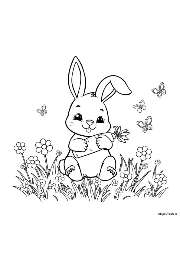 Cute Bunny With Carrot Coloring Pages