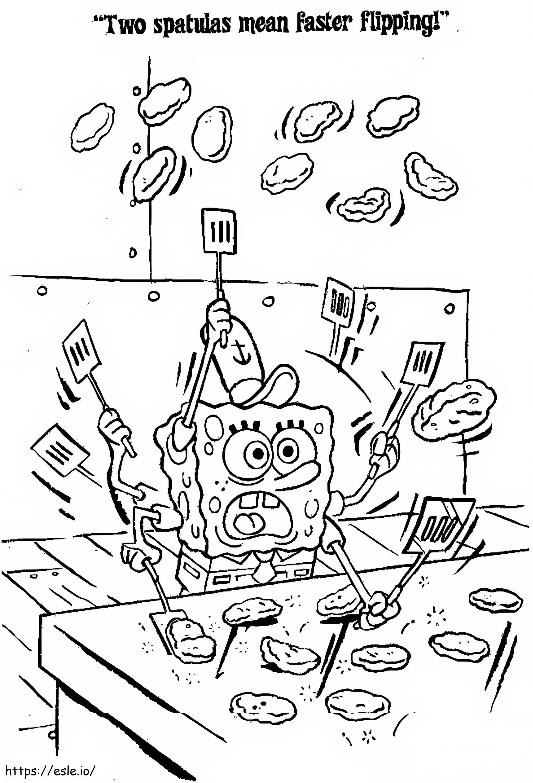 SpongeBob Making Burgers coloring page