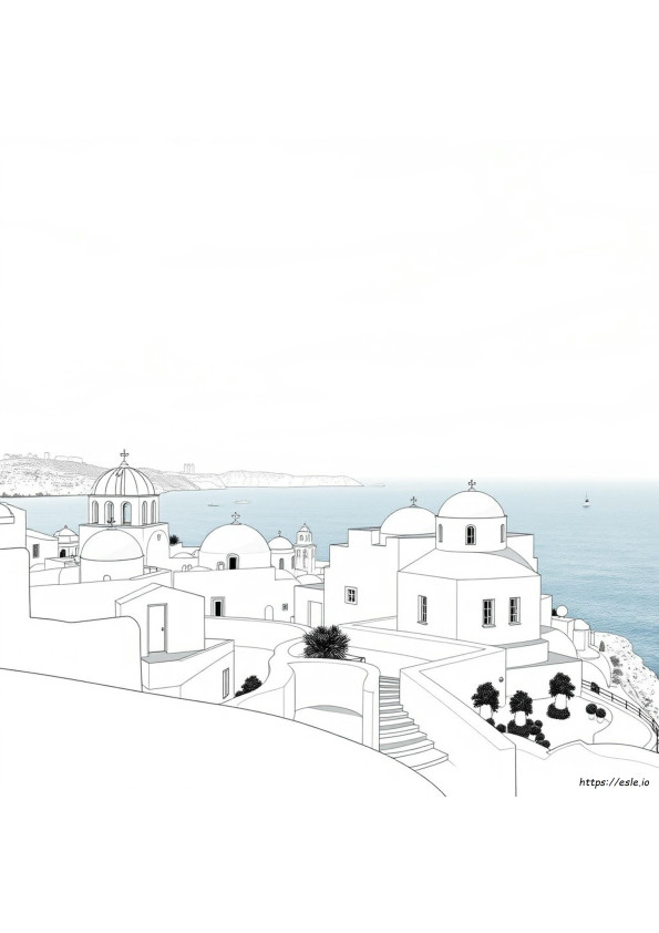 Coloriage Santorin