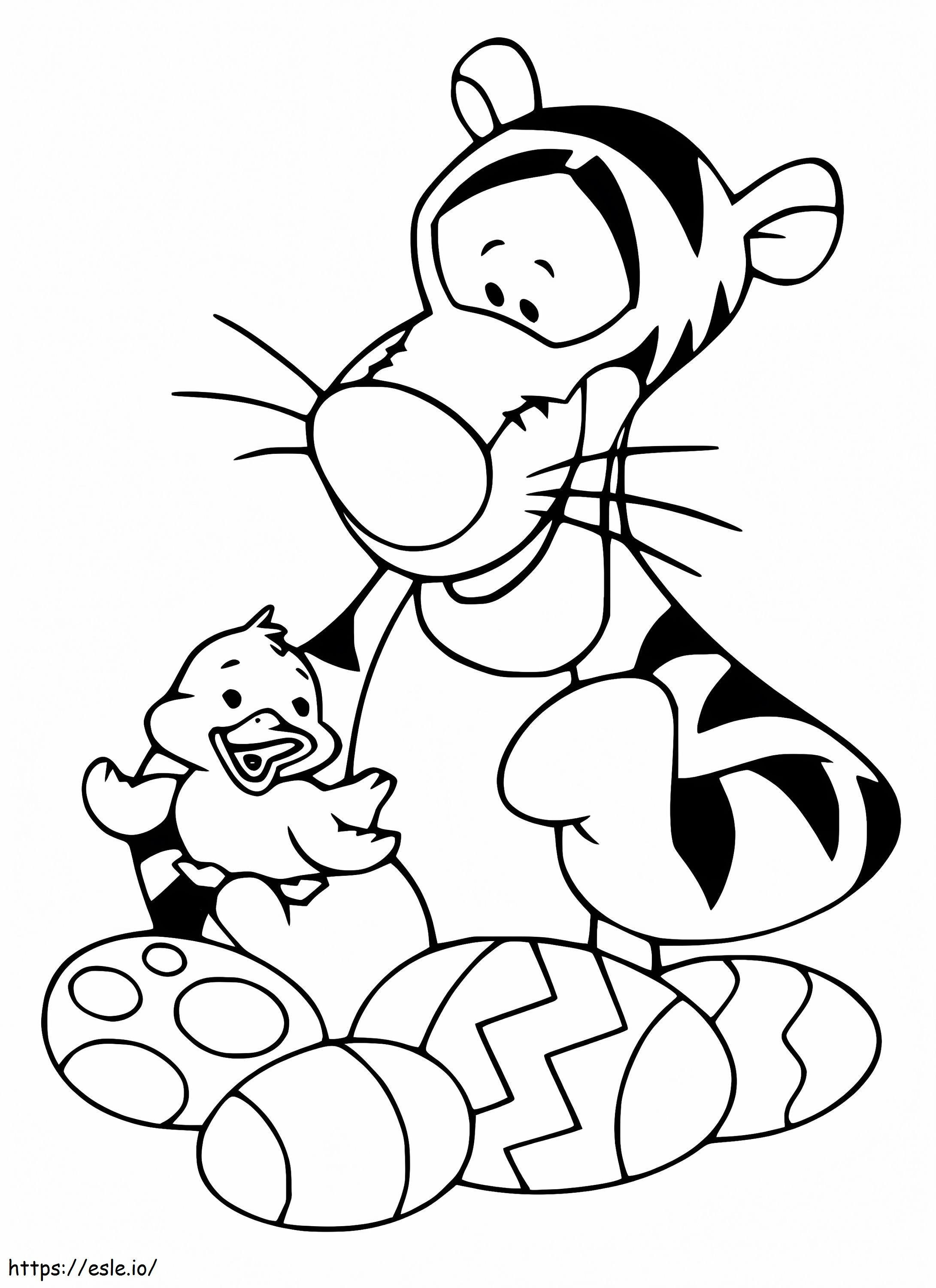 Tigger With Easter Eggs coloring page