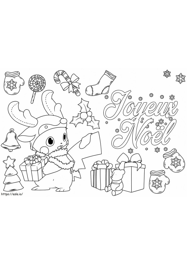 Selamat Natal Bersama Pikachu Gambar Mewarnai
