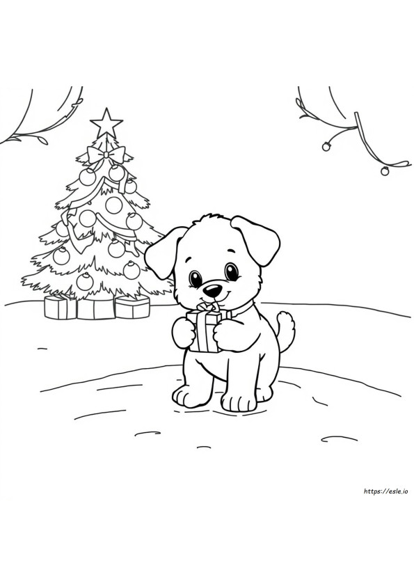 Cute Christmas Puppy Coloring Pages