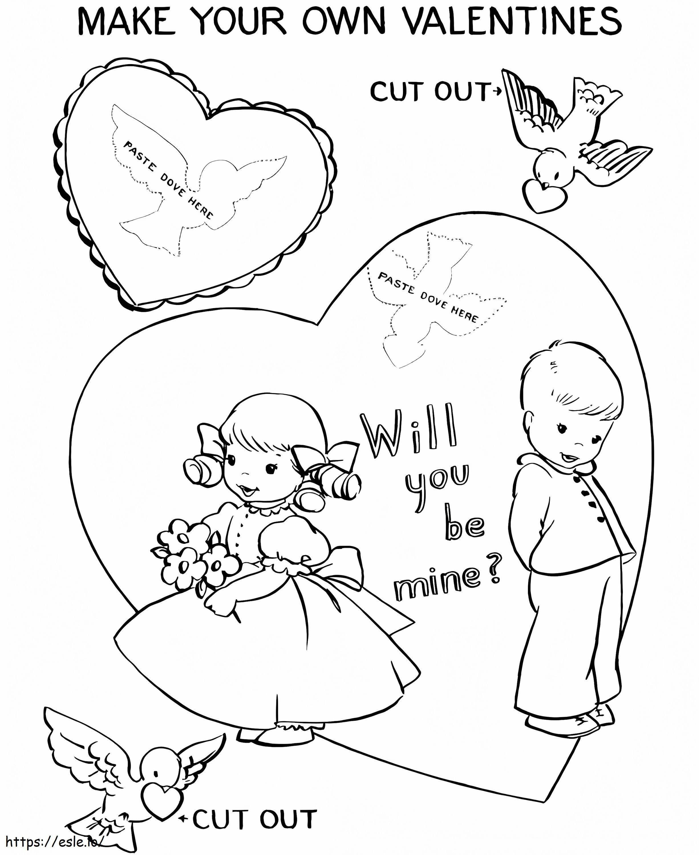 Coloriage Carte découpée de la Saint-Valentin à imprimer dessin