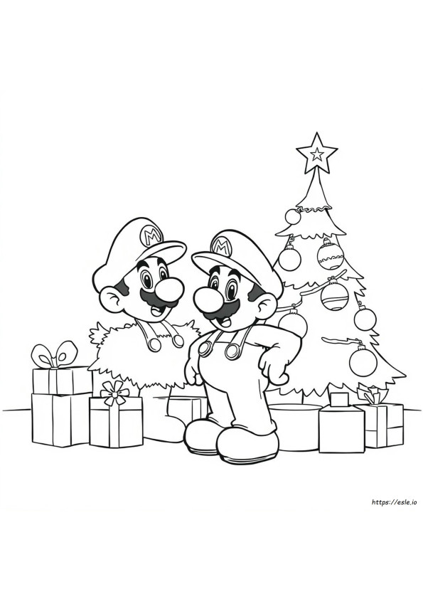 スーパーマリオ クリスマス ぬりえ